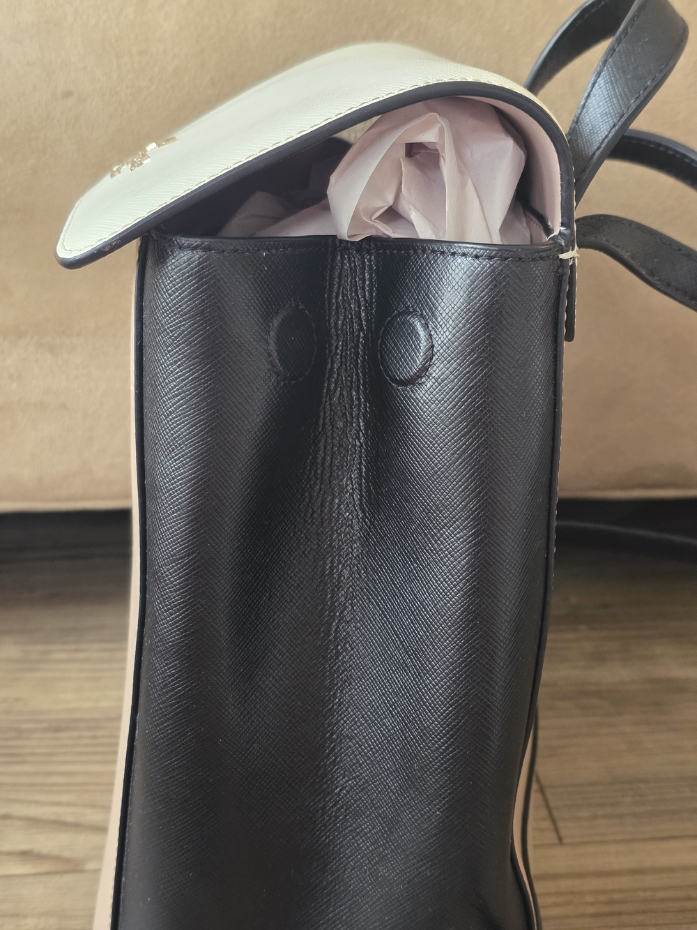 Kate Spade Two-Tone Cream & Taupe Leather Backpack - Picture 6 of 9